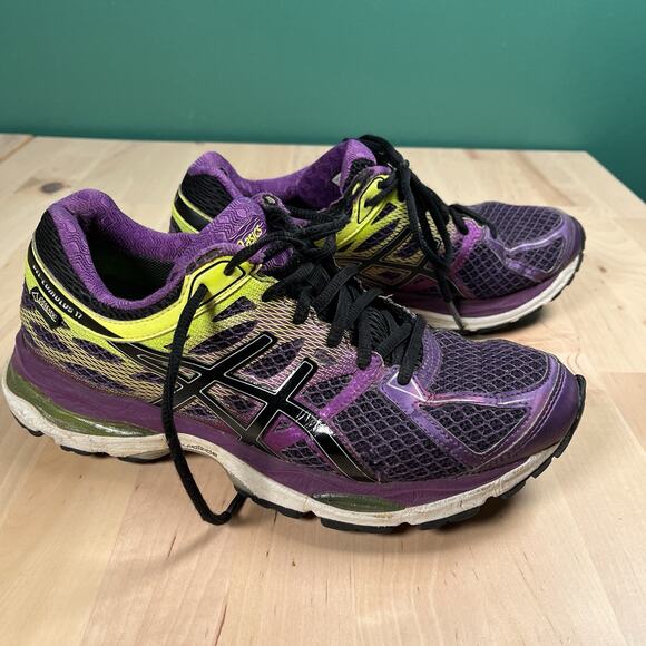Asics Gel Cumulus 17 T5E7N Purple Green Running Shoes Sneakers Women's Size 8 - Picture 3 of 8